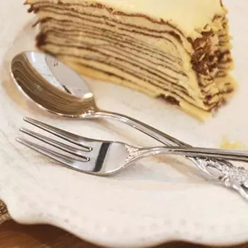 Ложка из полированной нержавеющей стали в винтажном стиле, креативная ложка для питья, ложка для торта, вилка для десерта Spoon серебряный