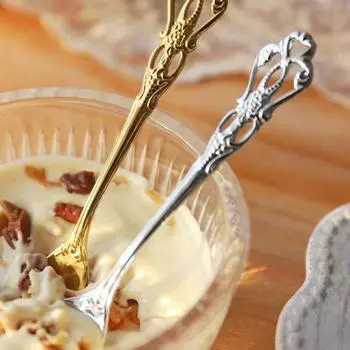 Ложка из полированной винтажной стали из нержавеющей стали, креативная ложка для питья, торта и десерта Spoon серебряный