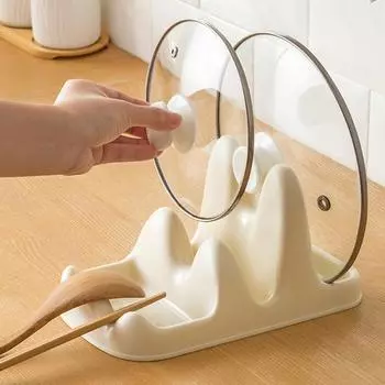 Ложка, крышка, держатель для кастрюли с поддоном для воды, многоцелевой органайзер для столовых приборов, большая вместительная полка для хранения посуды на кухне светло-желтого