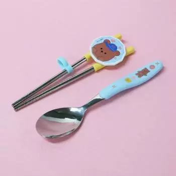 Ложка Leburn Cotton Bear + набор двуручных палочек для еды, разноцветные, ложка + палочки для еды