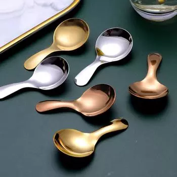 Ложка, легко моющаяся, круглая и гладкая, нержавеющая сталь, 30 г, посуда для приготовления пищи/посуда для питья/столовые приборы/аксессуары, круглая ложка, мини-чайная ложка розового золота