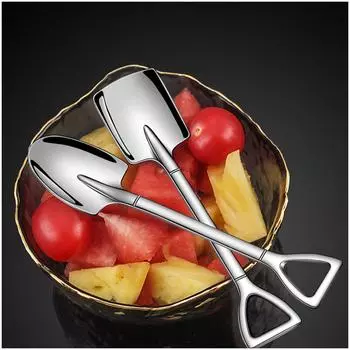 Ложка-лопатка из нержавеющей стали 304 с плоским кончиком — креативная десертная ложка для арбуза и мороженого