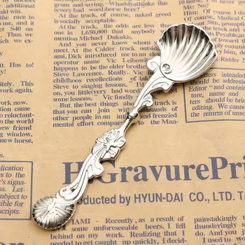 Ложка-раковина в стиле ретро, ложка для смешивания приправ, десертный ковш, серебро