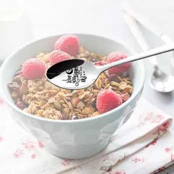 Ложка с длинной ручкой, бытовая посуда из нержавеющей стали, посуда с гравировкой букв 4