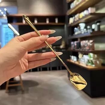 Ложка с длинной ручкой из нержавеющей стали марки 304 — для размешивания, для меда, льда, кофе, коктейлей, десертов, лопатка.