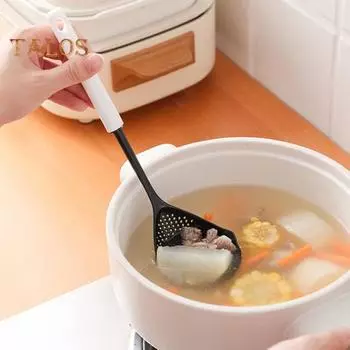 Ложка с длинной ручкой, прочная энергосберегающая суповая ложка с защитой от ожогов для столовой серый/белый