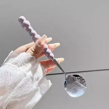 Ложка с перламутровой ручкой из нержавеющей стали Ложки для размешивания Мороженое Торт Десертная ложка Барные кухонные принадлежности Столовые приборы для вечеринок Гаджеты фиолетовый