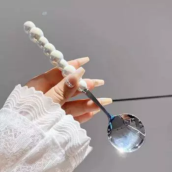 Ложка с перламутровой ручкой из нержавеющей стали Ложки для размешивания Мороженое Торт Десертная ложка Барные кухонные принадлежности Столовые приборы для вечеринок Гаджеты