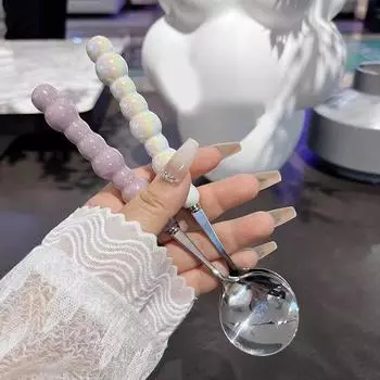 Ложка с перламутровой ручкой из нержавеющей стали Ложки для размешивания Мороженое Торт Десертная ложка Барные кухонные принадлежности Столовые приборы для вечеринок Гаджеты белый