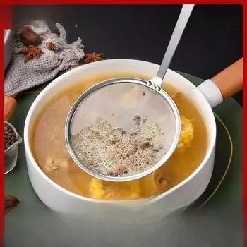 Ложка-сепаратор масла Масляный фильтр Бытовая кухня Шумовка из нержавеющей стали 304 Горячая кастрюля Пена для разделения масляного супа 100 меш Ультратонкая 30*8.5cm