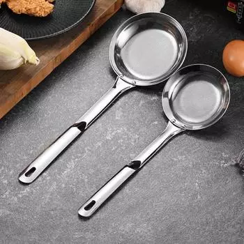 Ложка-скиммер из нержавеющей стали, мелкоячеистое сито, дуршлаг с длинной ручкой, универсальный кухонный инструмент для кухни L