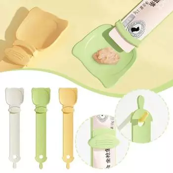 Ложка-соковыжималка для корма для кошек с длинной ручкой, кормушка для собак с мясом и грязью, соковыжималка для котят с полосками, принадлежности для корма для домашних животных зелёный