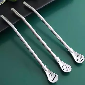 Ложка-соломинка из нержавеющей стали Фильтр для мате Ложка-соломинка Ароматизированная чайная ложка для размешивания кофе Съемный наконечник OPP bags