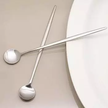 Ложка Table Art Abella матовая серебряная длинная, 2 шт., популярная корейская посуда
