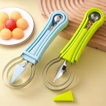 Ложки для дыни Инструмент для нарезки фруктов Нож для арбуза Ломтики Различные инновационные кухонные принадлежности Аксессуары Полезные вещи для дома синий