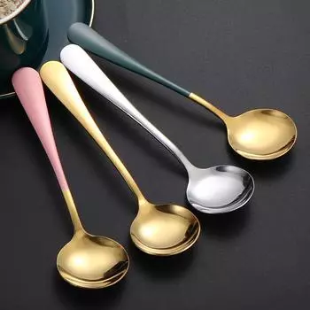 Ложки для кофе из нержавеющей стали, десертная ложка для чая и мороженого, длинная ручка, ложка для размешивания, столовые приборы, кофейные аксессуары серебряный