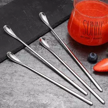 Ложки для льда из нержавеющей стали 304 с длинной ручкой, креативные коктейльные ложки для размешивания меда, круглые ложки, кружка, ложка с лазерным логотипом