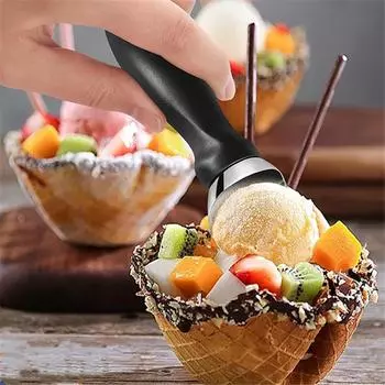 Ложки для мороженого из нержавеющей стали Ложка для мороженого Ложка для фруктовых шариков Ложки для арбузного печенья Ложка для мороженого Кухонные гаджеты чёрный