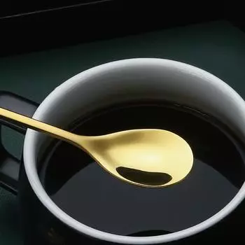 Ложки для размешивания воды из нержавеющей стали в форме листа, золотисто-серебряная десертная ложка-вилка с длинной ручкой