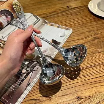 Ложки для супа из нержавеющей стали, антипригарное покрытие, нескользящие, устойчивые к высоким температурам, не дающие ожогов, длинные ручки для приготовления горячих горшков