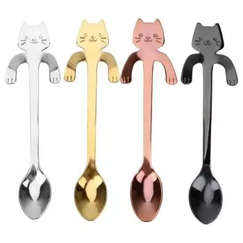 Ложки из нержавеющей стали, симпатичная мультяшная подвесная чашка для кофе, подвесная ложка для мороженого, десертная чайная ложка, креативный кухонный аксессуар 11.8cm