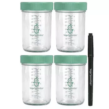 Ложки шалфея, стеклянные контейнеры для детского питания, 4 шт., по 8 унций каждая