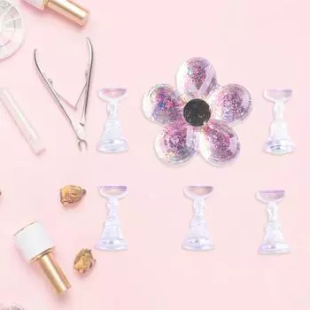 Ложный держатель для ногтей в форме цветка Дисплей для ногтей Акриловый маникюрный стенд для обучения практике фиолетовый