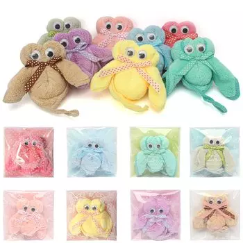 LOZIZI Mini Small Respect for the Aged Individually Set of Message Card Included Towel, Handkerchief, Owl-shaped Towel, Gift, Present, Gift, Birthday,
