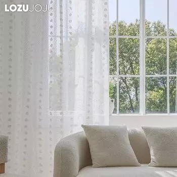 LOZUJOJU 10-30% затемняющий романтический свет, роскошный белый трехмерный плюшевый шар, прозрачная занавеска для гостиной, спальни, домашний декор W100cm x L130cm белый