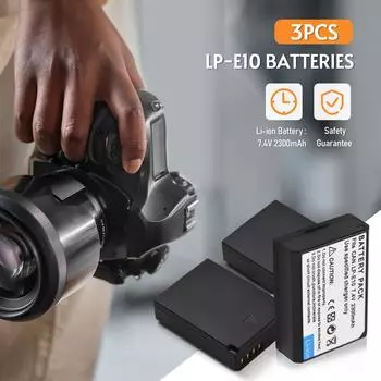 LP-E10 Зарядное устройство Зарядное устройство на 3 гнезда со светодиодными индикаторами Micro USB и порт типа C + 3 шт. LP-E10 чёрный