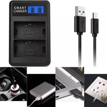 LP-E6 LPE6 LP E6 Двойное зарядное устройство USB для ЖК-дисплея для цифровых камер Canon EOS 5D Mark II, EOS 5D Mark III, EOS 5D Mark2