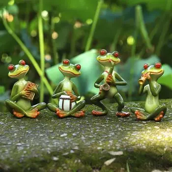 Лягушка, играющая на гитаре, статуэтка Лягушка, играющая на саксофоне, зеленая керамическая лягушка с саксофоном Saxophone зелёный