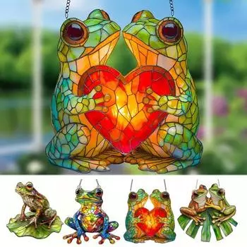 Лягушка-ловец солнца 2D акриловая лягушка подвесное украшение на окно лягушка настенный декор ловец солнца подарок на новоселье для любителей лягушек B