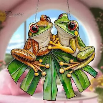 Лягушка-ловец солнца 2D акриловая лягушка подвесное украшение на окно лягушка настенный декор ловец солнца подарок на новоселье для любителей лягушек A