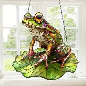 Лягушка-ловец солнца 2D акриловая лягушка подвесное украшение на окно лягушка настенное искусство D