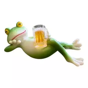 Лягушка Садовая Статуя Кашпо Обнимашка Пьющая Лягушка Украшение Края Цветочного Горшка Фигурка Лягушки для Комнатных Растений Украшение Аквариума 1pc