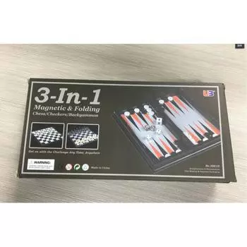 LQT 38810 Набор шахматных шашек, нардов 3 в 1, магнитные шахматы со складным футляром