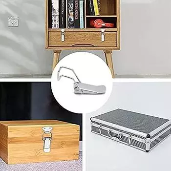 Lron Hasp Latch Lock Metal Box Locking Long Toggle Catch Buckle Loaded Hinges Furniture Hardware Accessories 201 Stainless Steel 1