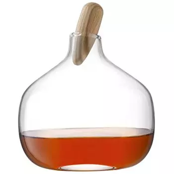LSA Float Decanter & Oak Stopper 1.3L| 1 Unit | Mouthblown & Handmade Glass | Hand Planed Wood | FA01