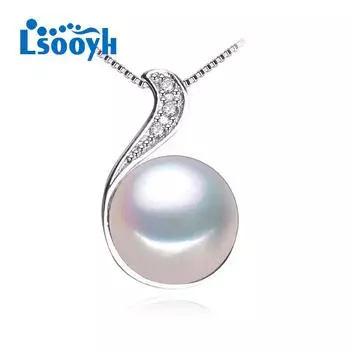 LSOOYH 10-11 мм большой натуральный пресноводный жемчуг ювелирные изделия кулон ожерелье кубический цирконий CZ ожерелье белый