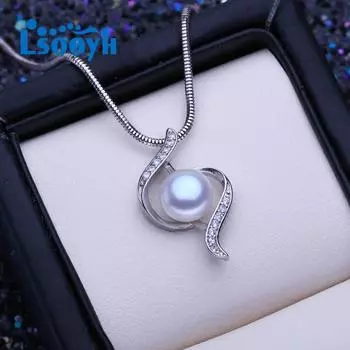 LSOOYH 8-9 мм одинарный жемчуг, пресноводный культивированный жемчуг, серебряный цвет, изысканные ожерелья, ювелирные изделия, подарок для женщин белый