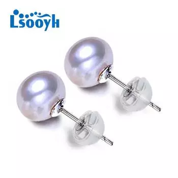 LSOOYH 8-9 мм серьги-гвоздики с натуральным пресноводным жемчугом серебряного цвета, классические серьги-гвоздики для женщин белый