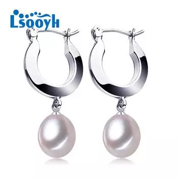 LSOOYH богемные серьги-кольца с натуральным пресноводным жемчугом CZ с кубическим цирконием для женщин чёрный
