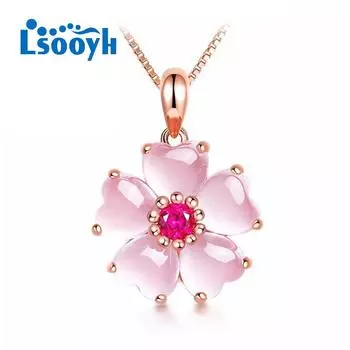 LSOOYH Цветок Розовый Любовь Кристалл Ожерелье Цветок Для Женщин Девушка Ювелирные Изделия Идея Подарки розовый