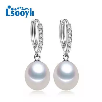 LSOOYH длинные серьги с натуральным пресноводным жемчугом для женщин, модные серьги-кольца, ювелирные изделия с жемчугом белый
