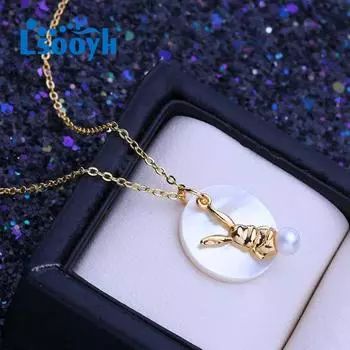 LSOOYH Ювелирные изделия из натурального пресноводного жемчуга CZ ожерелья богемный цветок кулон элегантные подарки для женщин белый