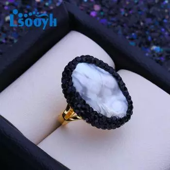 LSOOYH Кольца из натурального пресноводного крупного барочного жемчуга для женщин, классическое обручальное кольцо золотого цвета, подарки на день рождения