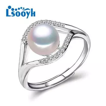 LSOOYH кольца с натуральным пресноводным жемчугом, женские модные роскошные регулируемые кольца с кубическим цирконием, ювелирные изделия Resizable розовый