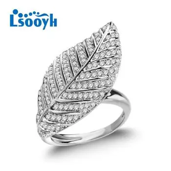 LSOOYH модное кольцо с листьями, ювелирные изделия, регулируемое кольцо, кольцо с пресноводным цирконием для женщин