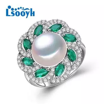 LSOOYH модное кольцо с жемчугом, регулируемое кольцо, кольца с пресноводным жемчугом для женщин